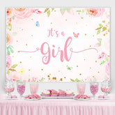 Rosa Blumen Schmetterling Baby Dusche Hintergrund Für Mädchen